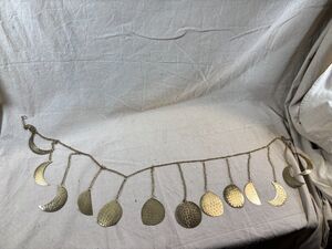 Phases Of The Moon Hanging Wall Art Banner Chain Hammered Metal Gold Celestial